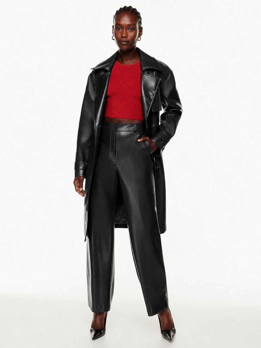 Aritzia Babaton Agency Black Vegan Leather Pants